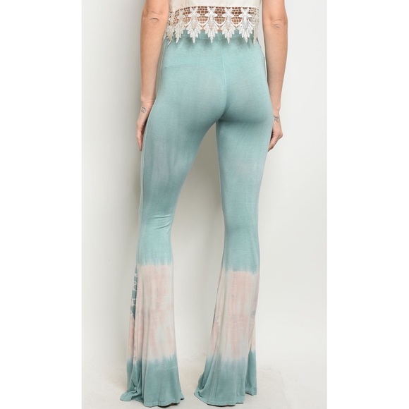 ❗️CLEARANCE❗️Mint Cream Tie Dye Bell Bottoms S M L - Picture 4 of 4